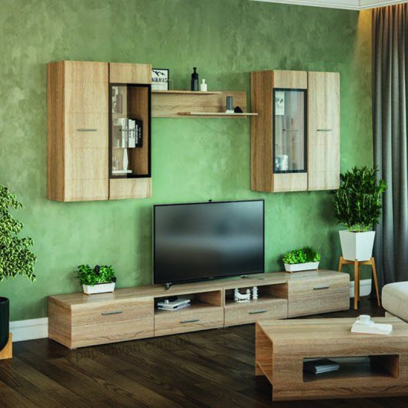 Стенка в гостиную “Росси 3” LasCavo (дуб Сонома) 280см