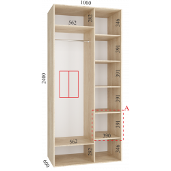 Шкаф-купе "Standart", прямой, размером 240х60х100см, с перекладиной