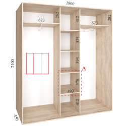 Шкаф-купе "KOMFORT", прямой, размером 180х45х240см
