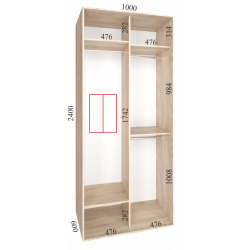 Шкаф-купе "Ultra", прямой, размером 240х60х100см, с перекладиной