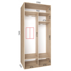 Шкаф-купе "Lux", прямой, размером 240х60х100см, с перекладинами