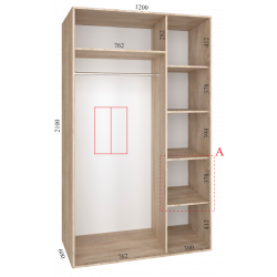 Шкаф-купе "Standart", прямой, размером 210х60х120см, с перекладиной