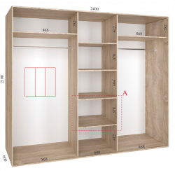 Шкаф-купе "Standart", прямой, размером 210х60х240см, с перекладиной